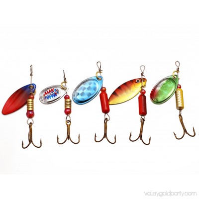 LotFancy 30PCS Fishing Lures Spinnerbait for Bass Trout Walleye Salmon by Assorted Metal Hard Lures Inline Spinner Baits, 1 Treble Hook, 1 to 1.57 inches